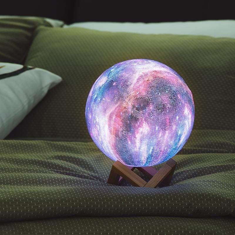 Galaxy Light USB Φωτιστικό Γαλαξίας - Πλανήτης 15εκ RGB LED 16 Χρωμάτων με Ξύλινη Βάση & Χειριστήριο